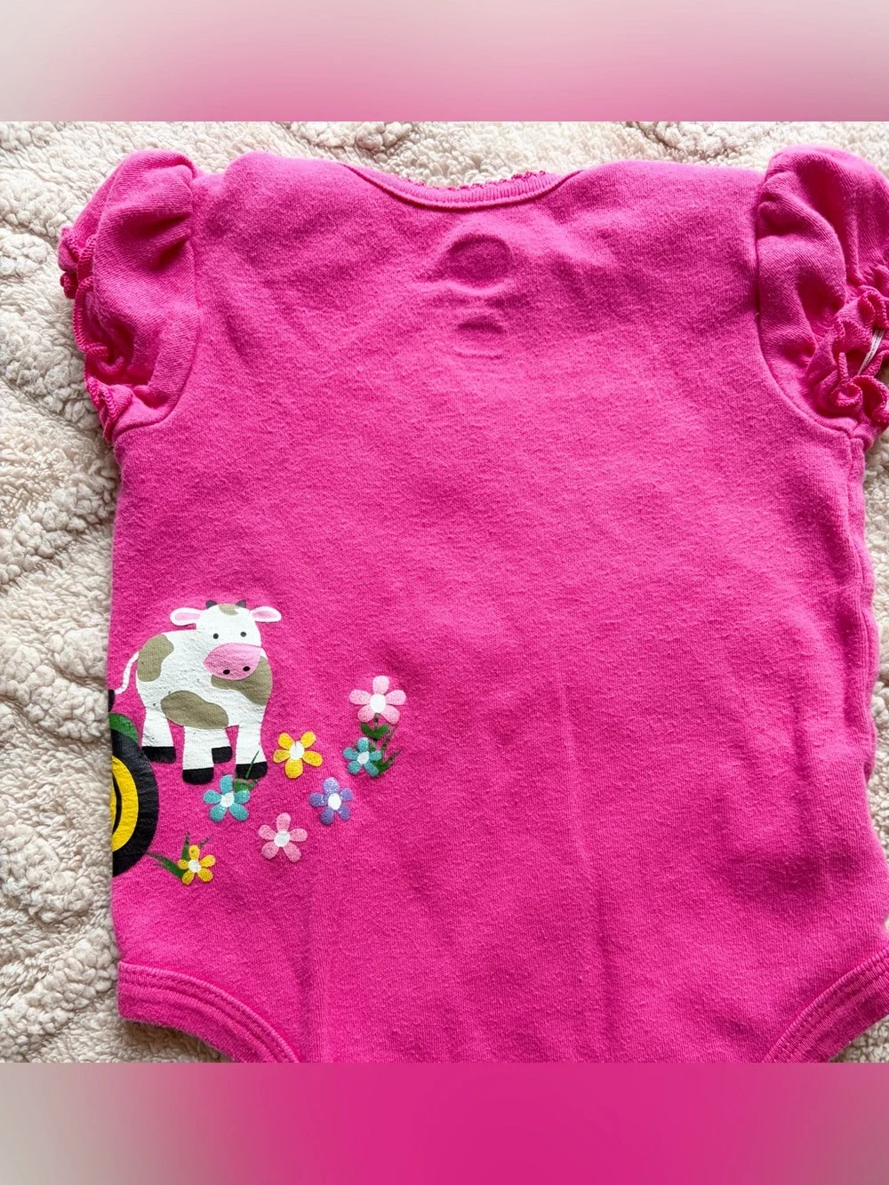 Baby Girl 3-6M Onesie Bundle - Short Sleeve Bodysuits Bebe John Deere, Lot Of 5